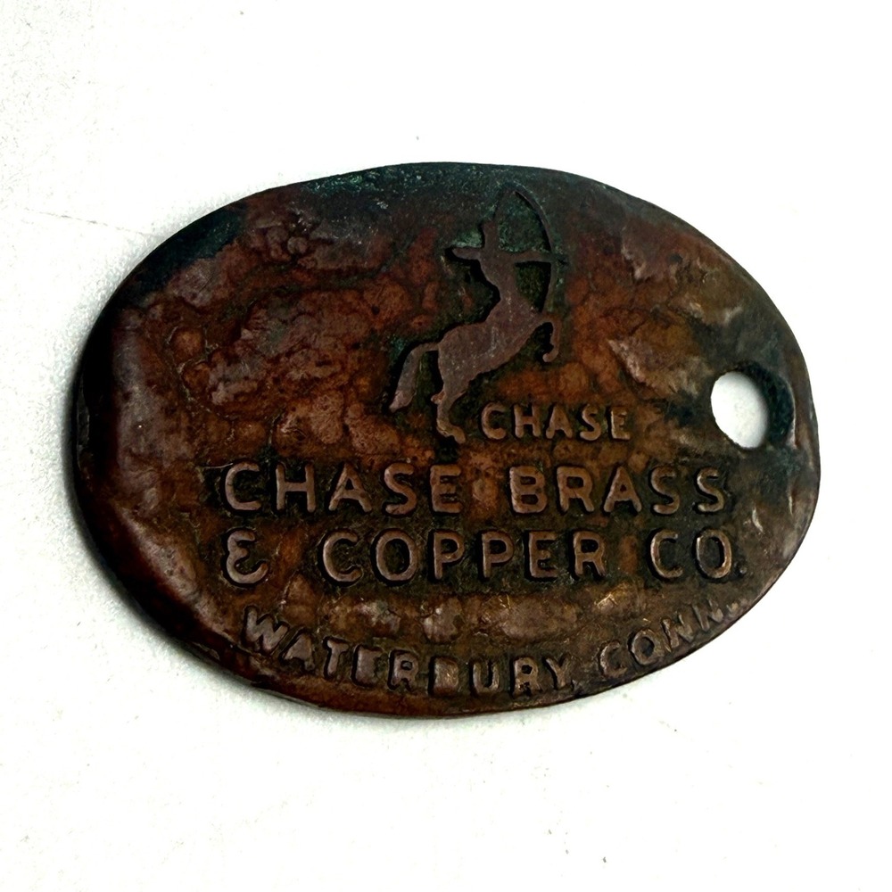 Vintage Chase Brass & Copper Co Waterbury Conn ID Tag Fob Centaur Logo 4977